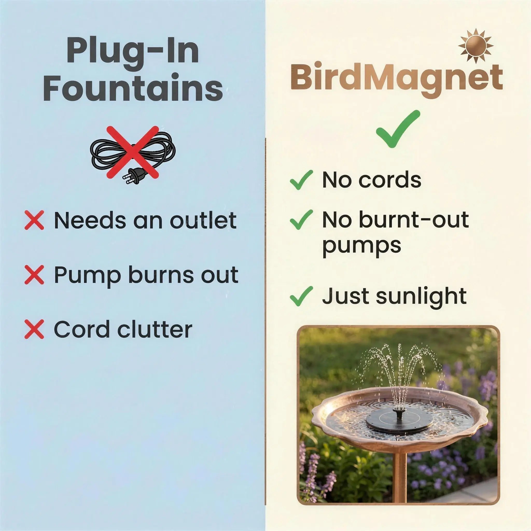 BirdMagnet Solar Fountain Bird Bath