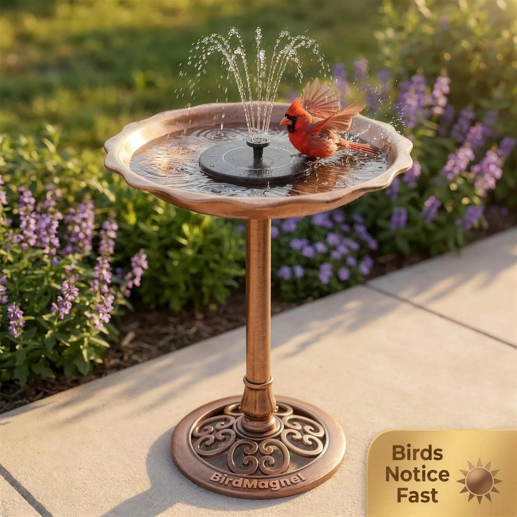 BirdMagnet Solar Fountain Bird Bath